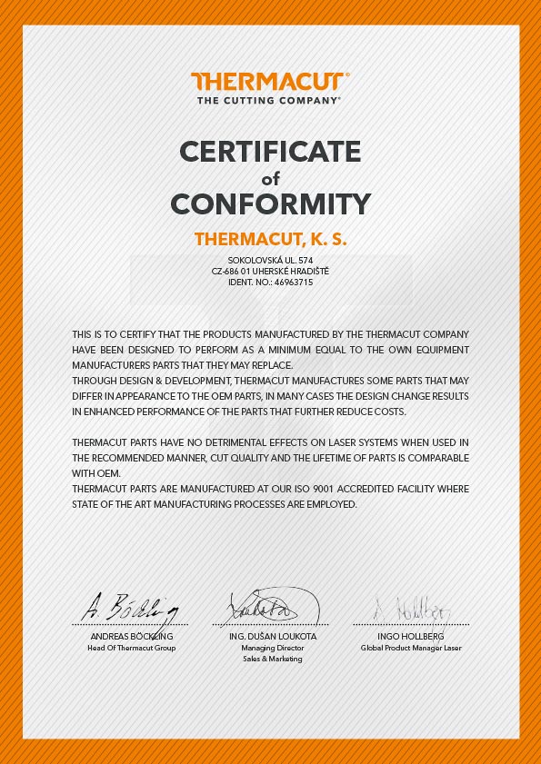 certificate of conformity Laser
